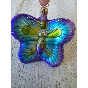 Christborn purple glitter butterfly insect glass ornament Germany‎ Xmas tree